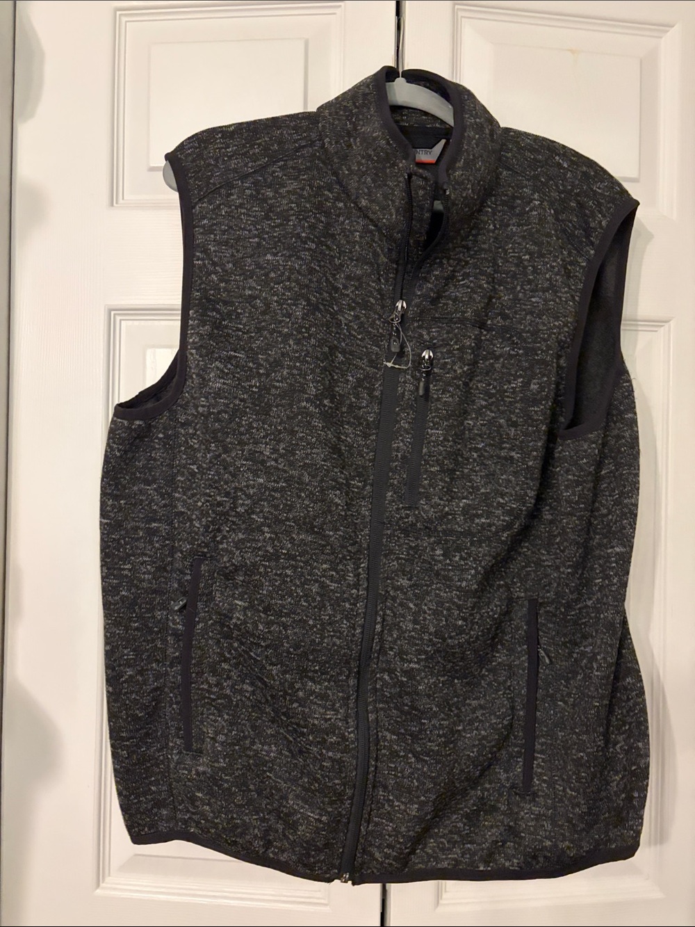 Free Country Men’s Heathered  Charcoal Sweater Fleece Vest Size Extra Large EUC